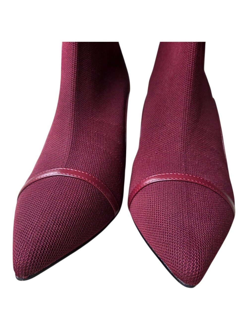 Cosy Island Burgundy Red Pointed Toe Block Heel Sock Boots Booties Size 9.5 - Picture 4 of 7